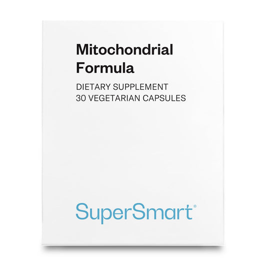 Supersmart Mitochondrial Formula advanced bottle with clean packaging and label.
