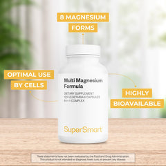 Supersmart Multi Magnesium Formula label highlights the eight magnesium forms for better bioavailability.