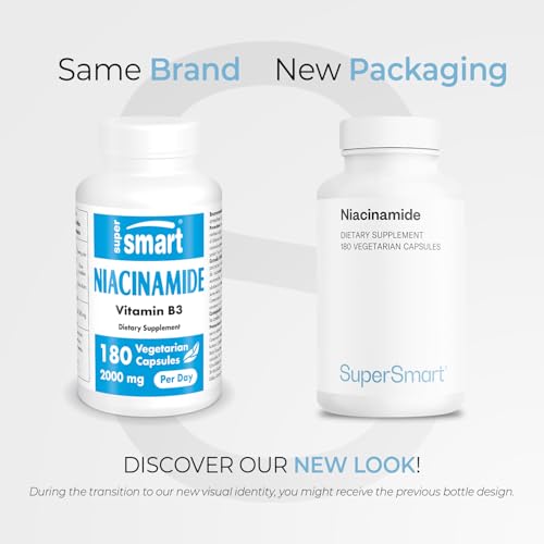 Supersmart Niacinamide bottle with gluten-free and non-GMO labeling for easy shopping.
