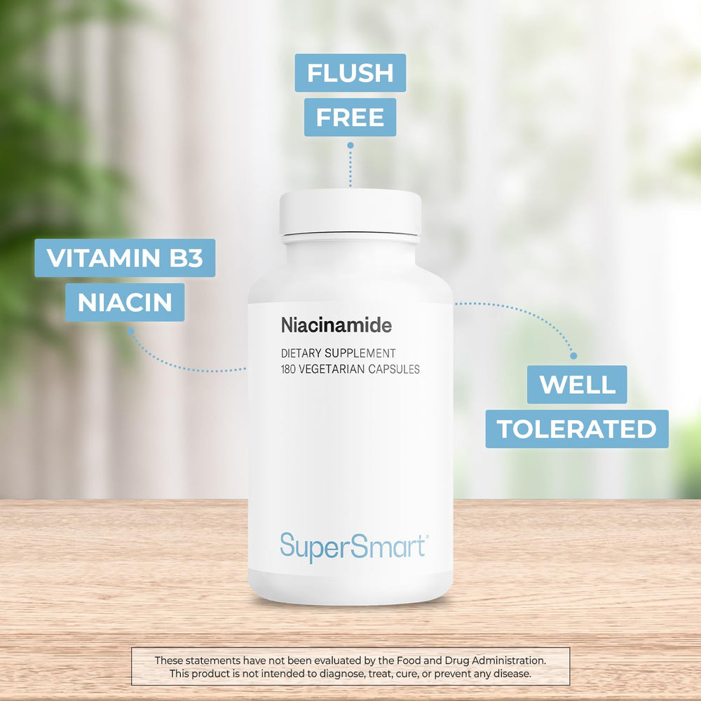 Ingredient label shows 500 mg per capsule of nicotinamide for clear dosing.