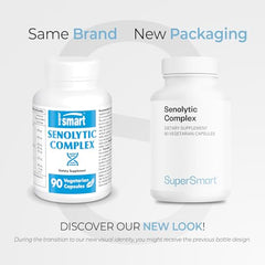 Supersmart Senolytic Complex capsules close-up for bioavailability and daily use.