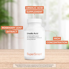 Supersmart ursolic acid capsules pack highlighting high-strength non-GMO option