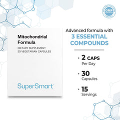 Supersmart vegan non-GMO gluten-free label emphasizing clean supplement standards.