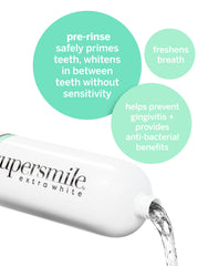 Supersmile Extra Whitening Pre-Rinse label close-up with Calprox