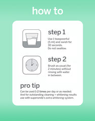16 oz Supersmile bottle on vanity for daily routine