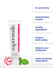 Supersmile Peppy Mint travel kit case open showing compact whitening essentials.