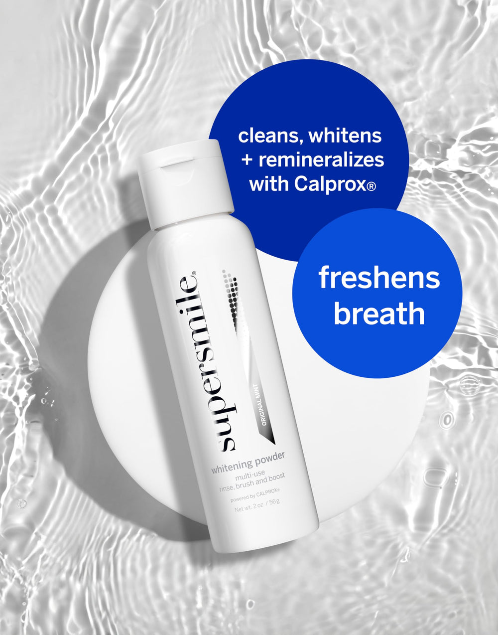 Supersmile triple-use whitening powder during brush application for daily care