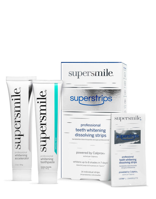 Supersmile whitening system toothpaste tube for daily whitening routine