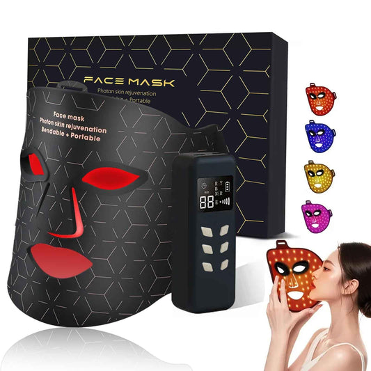 Supersred red light mask face close-up for at-home skincare