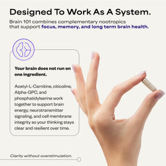 Suppgrade Labs Brain 101 ingredient badge highlighting key actives