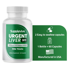 Supplevive Urgent Liver 911 with milk thistle ingredients highlighted.