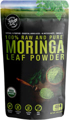 Supreme Herbals Moringa leaf powder packaging highlights organic superfood for daily energy.