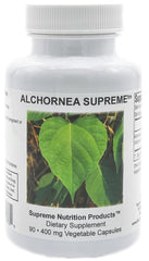 Supreme Nutrition Alchornea Supreme leaf capsule closeup showcases pure herb content for daily use