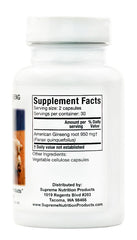 Green capsules from Supreme Nutrition American Ginseng for easy daily use.