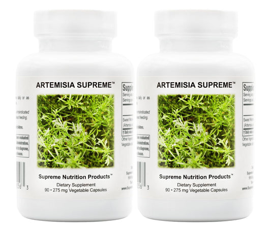 Supreme Nutrition Artemisia Supreme bottle with pure herbal capsules for daily support.