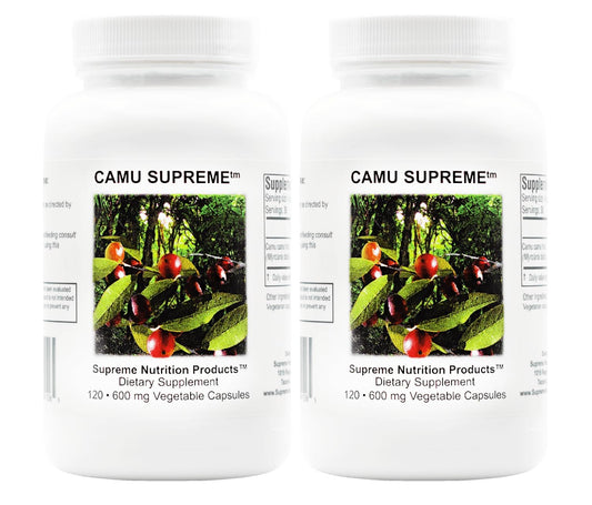 Supreme Nutrition Camu Supreme bottle front with capsules for daily wellness