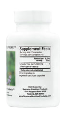 Supreme Nutrition Chaste Tree Supreme bottle label—clear quality and ingredient highlights.