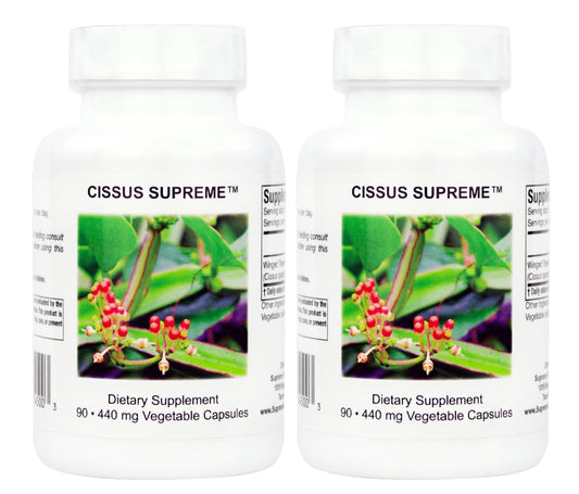 Supreme Nutrition Cissus Supreme bottle front with 90 vegetarian capsules for easy daily use.