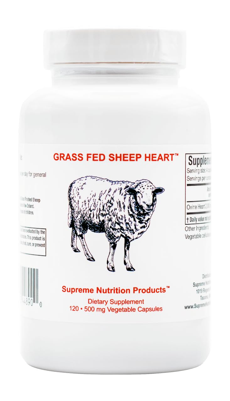 Supreme Nutrition Grass-Fed Sheep Heart capsules for easy daily wellness support.