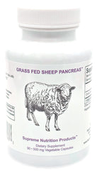 Supreme Nutrition grass-fed sheep pancreas bottle highlighting purity for daily wellness