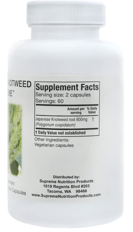 Supreme Nutrition Japanese Knotweed Supreme label—clear QA and cGMP manufacturing