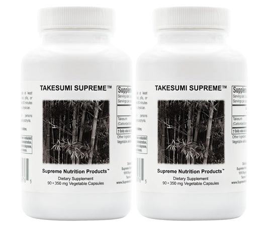 Supreme Nutrition Takesumi Supreme bottle front shows clean label and vegetarian charcoal capsules for daily use