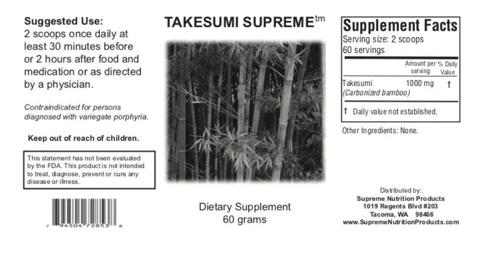 Close-up of Takesumi Supreme powder texture showing fine dark granules