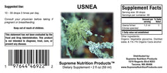 Packaging box of Supreme Nutrition Usnea Tincture showing size.
