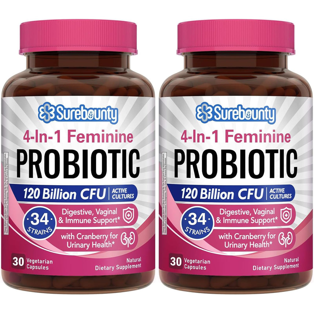 Surebounty Probiotics Women bottle: daily probiotic support for gut and feminine health.