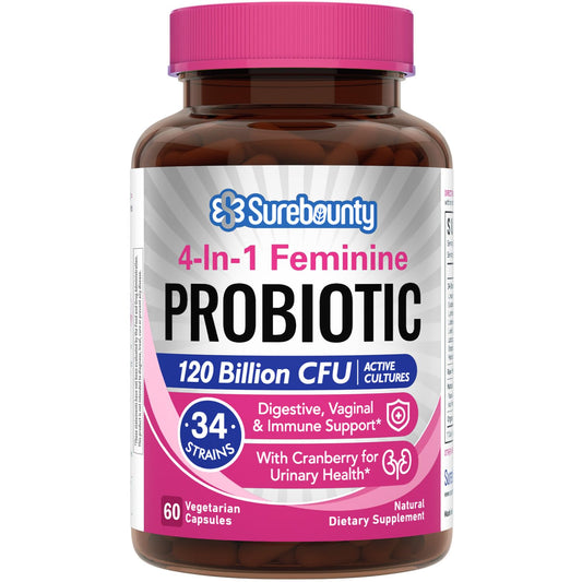 Surebounty Probiotics for Women bottle front showing 60 capsules for daily support