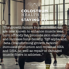 Surthrival Colostrum label on bottle highlighting non-GMO and low-temperature processing.