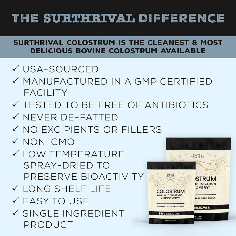 Close-up of Surthrival Colostrum Powder beverage for daily wellness.