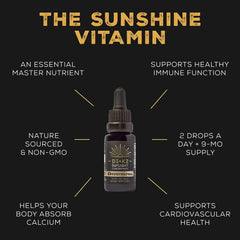 Surthrival daylight bottle with dropper enables precise daily D3+K2 dosing.