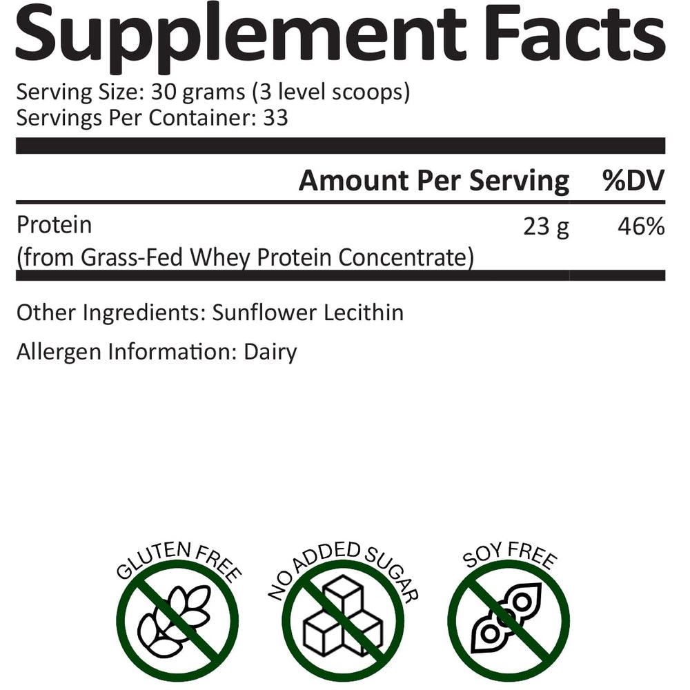Survival Grocery whey protein powder with scoop, convenient serving for baking and smoothies.