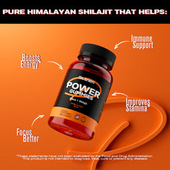 Susnen Power Gummies ingredients label with maca and shilajit for vitality.