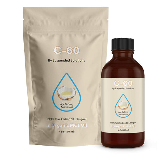 Suspended Solutions C-60 MCT bottle being poured for an easy at-home routine