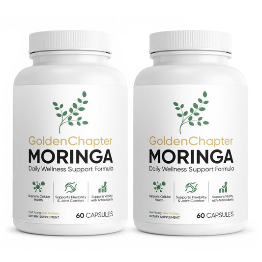 SUUDUUL Golden Chapter Moringa bottle front view highlighting daily wellness potential