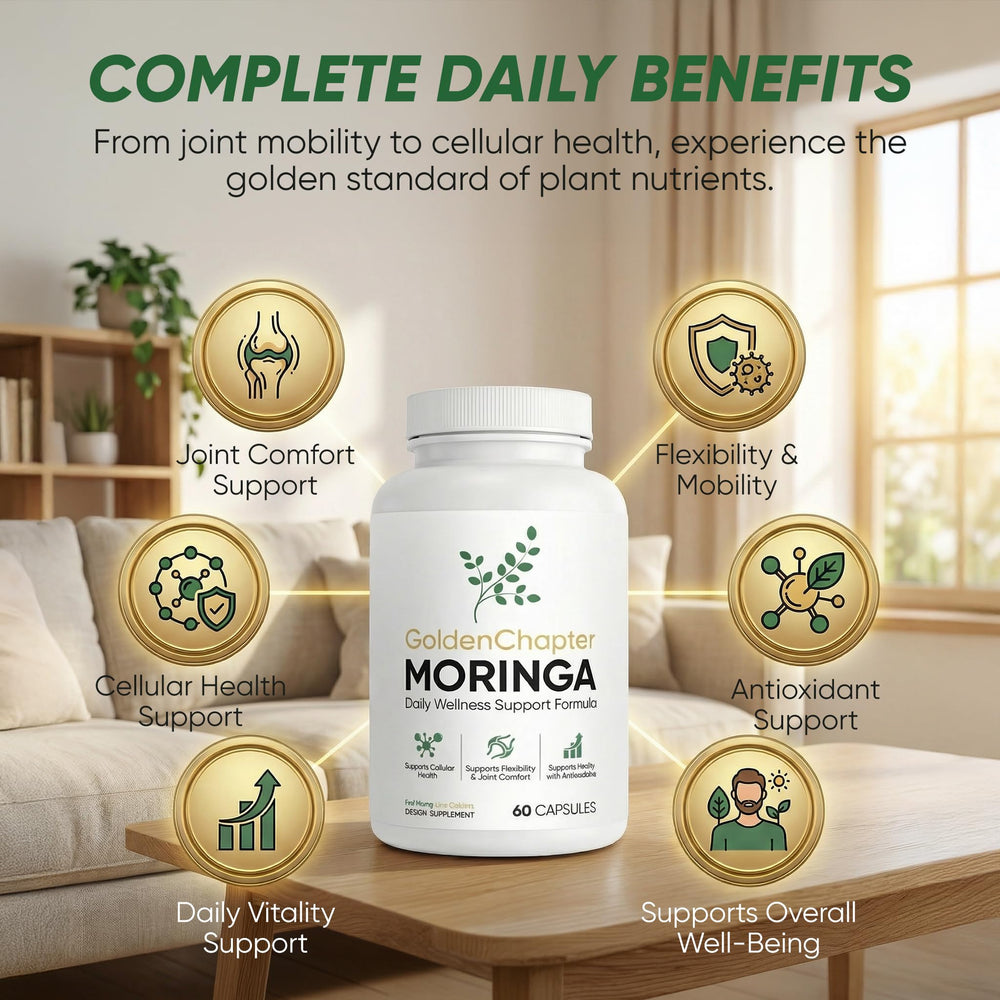 SUUDUUL Golden Chapter Moringa packaging closeup showing pure leaf powder