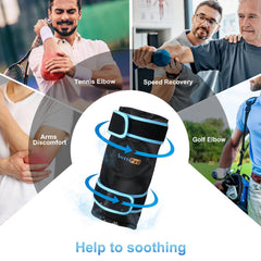 SuzziPad elbow wrap showing extra gel for longer-lasting cooling