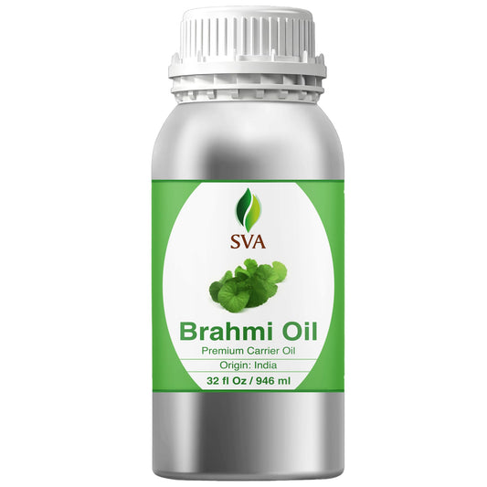 SVA ORGANICS Brahmi Oil bottle ready for scalp and hair care rituals.