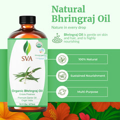 SVA Organics Bhringraj Oil label showing organic ingredients.