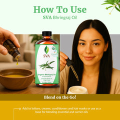 SVA Organics Bhringraj Oil applied to skin for moisture.
