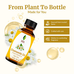 SVA Chamomile Oil used in hair care for scalp massage.