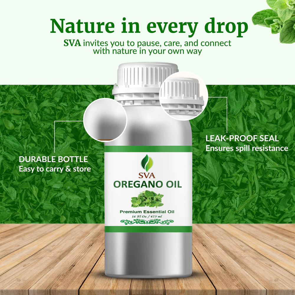 SVA Organics oregano oil packaging and label detail.