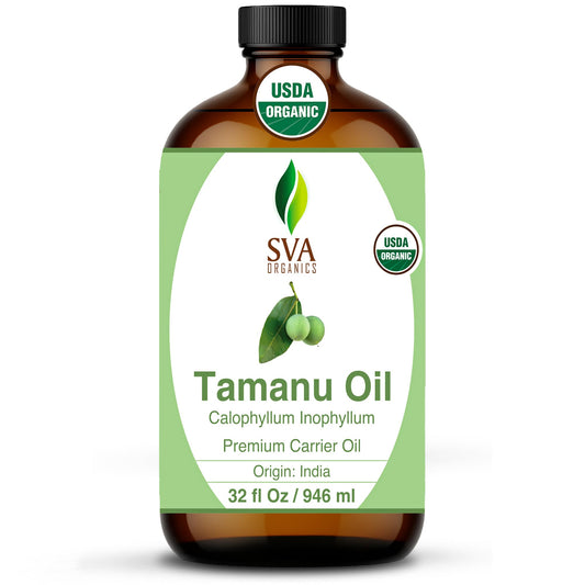 SVA Tamanu oil 32oz bottle ideal for skin and hair care.
