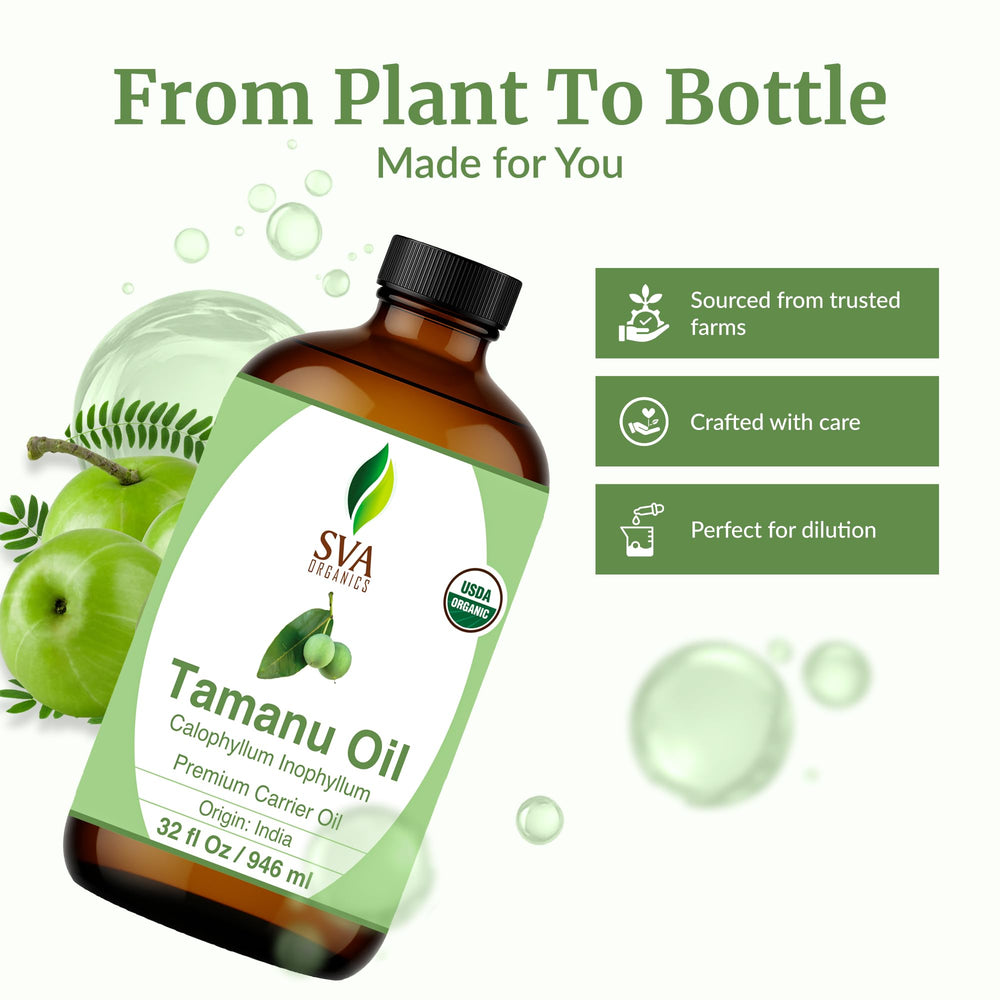 SVA Tamanu oil used in scalp massage to nourish roots.