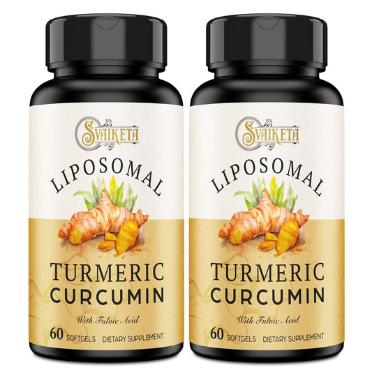 Svaiketa capsules close-up highlighting liposomal turmeric formula for better absorption.