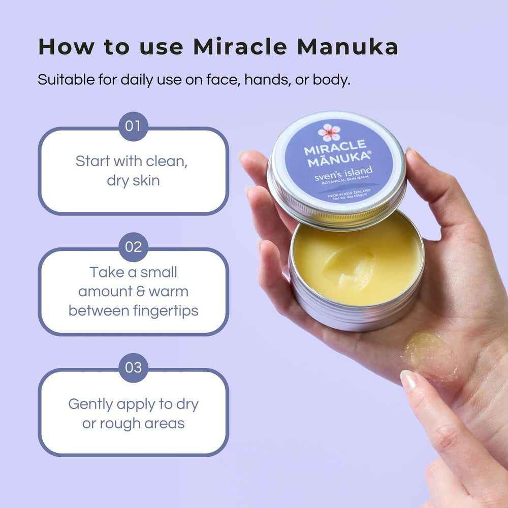 Close-up of very dry skin ready for repair with Miracle Manuka Ointment.