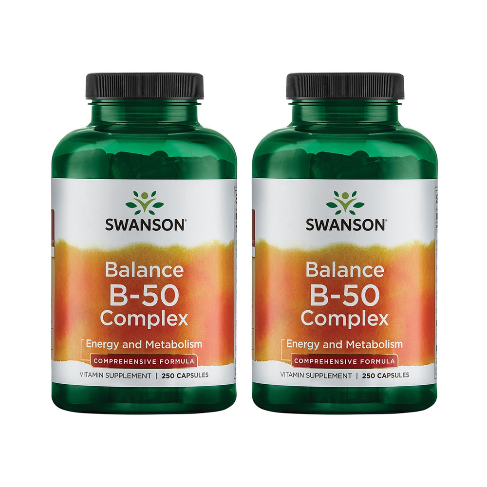 Swanson Balance B-50 Complex bottle-front displaying the broad B vitamin blend for daily energy