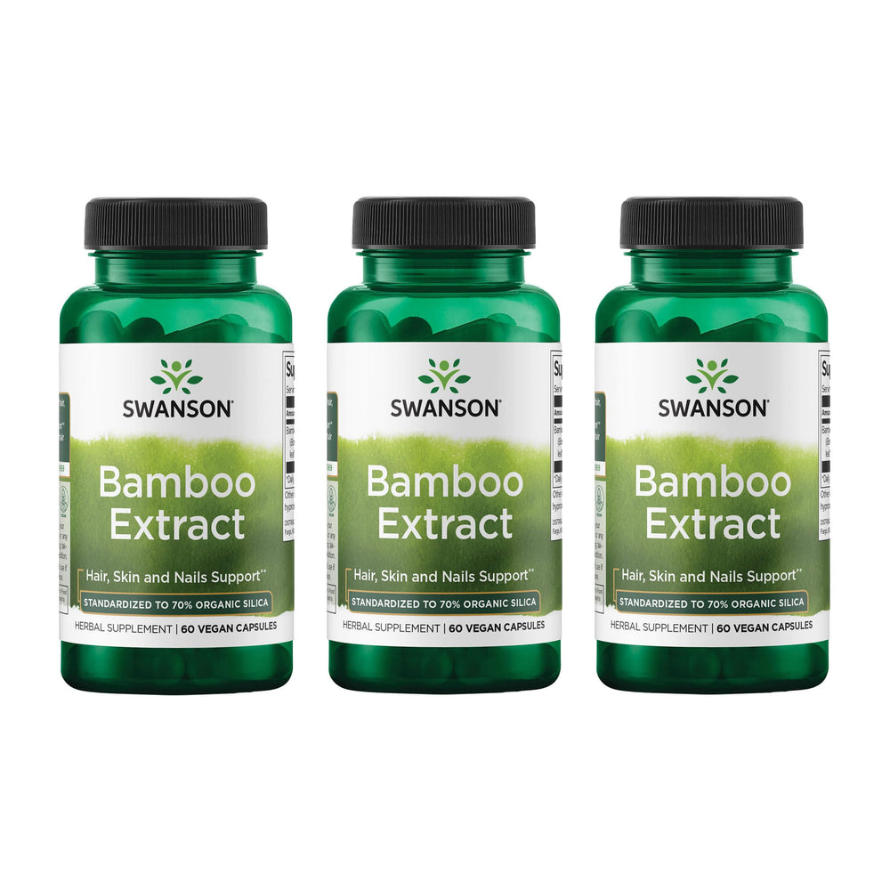 Swanson Bamboo Extract bottle front showing 70% silica for hair and nails